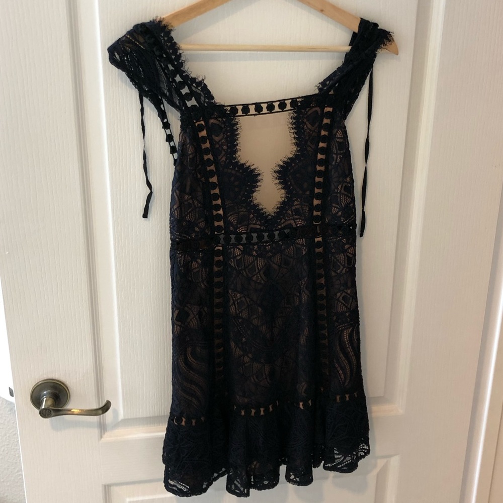 For Love and Lemons black lace mini dress